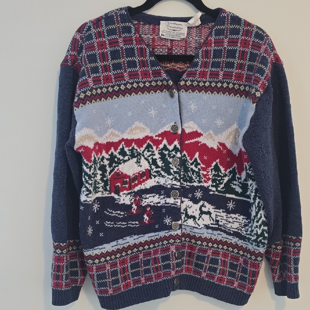 Northern Reflections Men's Cardigan in Blue and Red